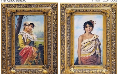 Pair Of 19th C. (1860-1923) Francesco Ballesio Oil On Canvas Paintings, Signed
