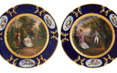 Pair Palais Royal pictorial porcelain plates (2pcs)