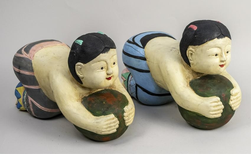 Pair of Chinese Figural Headrests