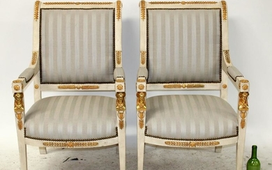 Pair of French Empire style armchairs