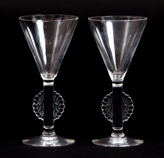 Pair of Lalique Wafter Stem Cordials