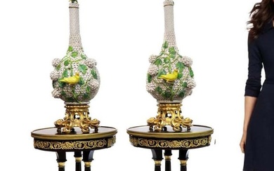Pair of Monumental Meissen Snowball/Schneeballen Vases