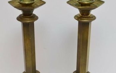 Pair of Older Brass Church / Chapel Altar Candlesticks