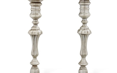 Pair of Paktong Rococo Candlesticks, Mid 18th Century