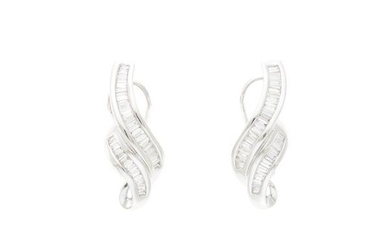 Pair of White Gold and Diamond Earrings