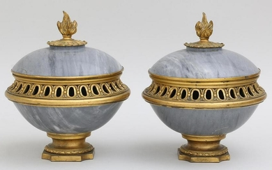 Pair of large marble and gilt bronze