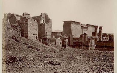Pascal Sébah Phot. - 1870 - Two General Views of Medinet Abou, Thebes, Egypt - 2 XXL Vintage Photographs