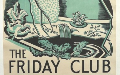 Paul Nash. Poster for Friday Club April 1921. Mansard Gallery. The Friday Club Exhibition of Painting, Sculpture, and Applied Art. From April 4th-30th. Heal and Son ltd, 196 Totteneham Court Road W.1.