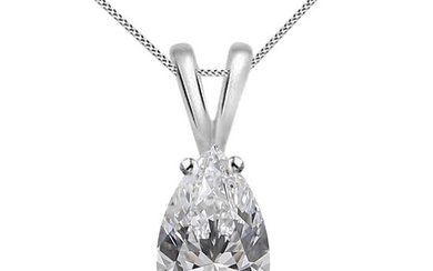 Pear Shape pendent - 18 kt. White gold - Necklace with pendant - 0.51 ct Diamond - Diamonds