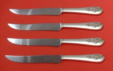 Pendant-Of-Fruit by Lunt Sterling Silver Steak Knife Set 4pc Texas Sized Custom