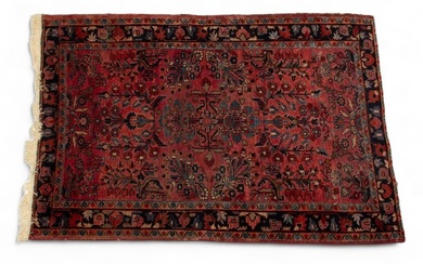 Persian Sarouk Handwoven Wool Rug, Ca. 1940s-50s, W 4' 4'' L 6' 5.5''
