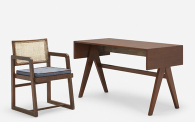 Pierre Jeanneret, Desk and armchair from Punjab University, Chandigarh