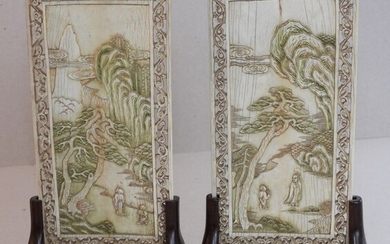 Plaques (2) - Ivory - China - 17th - 18th century