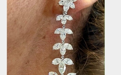 Platinum 21.15 Ct. Diamond Chandelier Flower Earrings