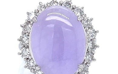 Platinum Lavender Jade & Diamond Ring