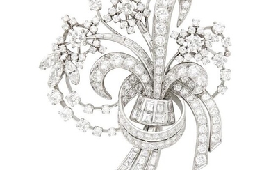 Platinum and Diamond Bouquet Clip-Brooch