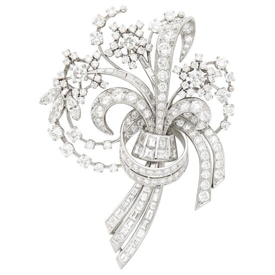 Platinum and Diamond Bouquet Clip-Brooch