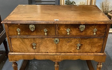 Queen Anne style walnut chest of drawers, the moulded top ab...