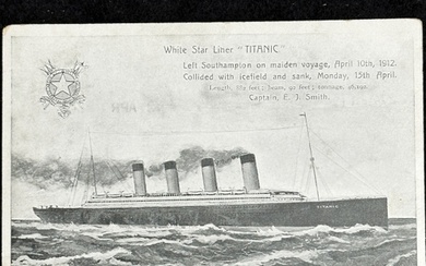 R.M.S. TITANIC: Postally unused Titanic postcard with messa...