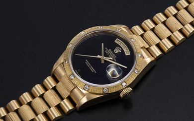 ROLEX, A GOLD OYSTER PERPETUAL DAY-DATE WITH DIAMOND BEZEL AND ONYX DIAL, REF. 18108