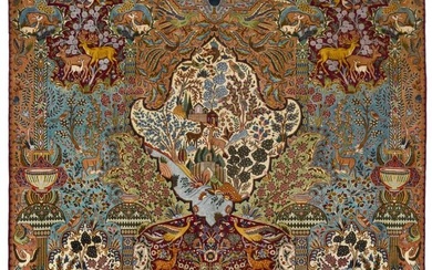 Rare Animal Design Vintage Living Room Decor 10X13 Oriental Rug Handmade Carpet