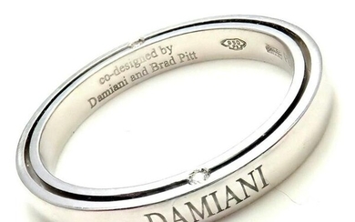 Rare! Authentic Damiani Brad Pitt Platinum 4 Diamond 3mm Band Ring Sz 9.25