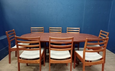 Retro G plan teak table and eight dinning chairs {Table open...