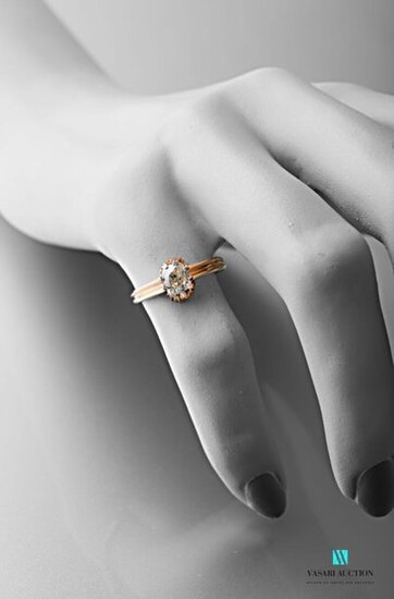 Ring in pink gold 750 thousandths set with an old cut diamond of about 0.70 carat