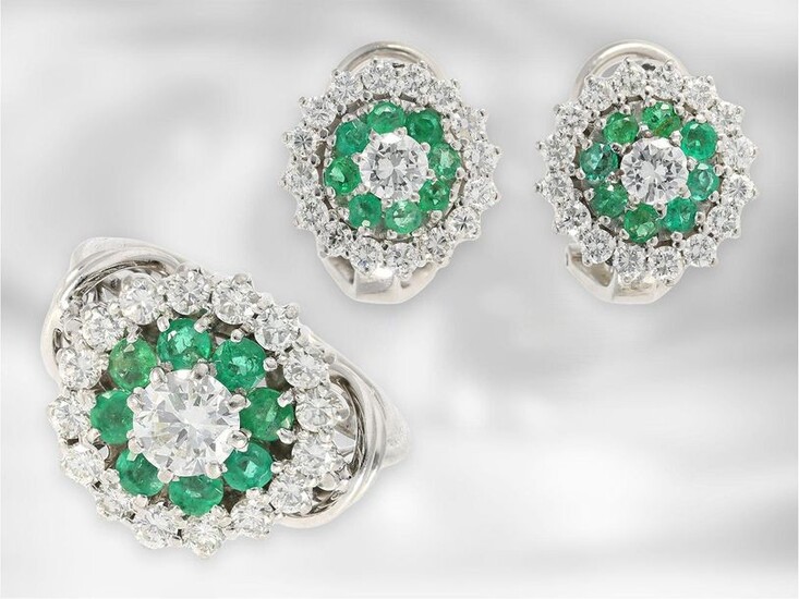 Ring/ear jewellery: exquisite brilliant / emerald jewellery set...