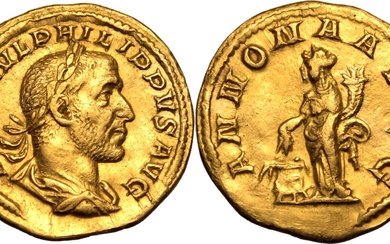 Roman Empire Philip I AD 246 AV Aureus About Extremely Fine