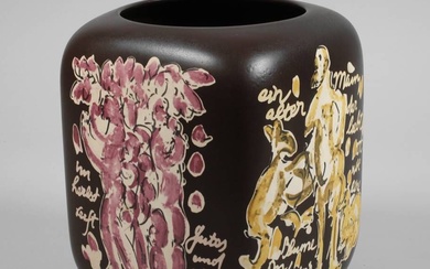 Rosenthal "Vase anniversaire Quatre Saisons". Création HAP Grieshaber 1980, cachet brun studio-line avec chiffres d'anniversaire...