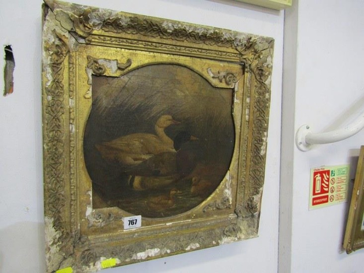 SCHOOL OF HERRING, 19th Century circular oil on canvas "Duck...