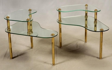 SEMON BACHE & CO. MIRRORED GLASS AND BRASS TABLES
