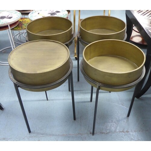 SIDE TABLES, a pair, 1960's French style, bronzed finish, me...