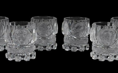SIX HEAVY CRYSTAL "OLD MASTERS OF MUSIC" GLASSES