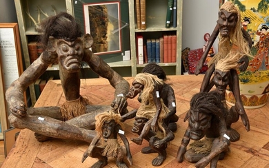 SIX INDONESIAN CARVED FIGURES