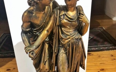 Scuola Francese - Sculpture, "The Lovers" - 61 cm - Romantic - Bronze - Second half 19th century
