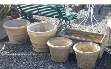 Selection of composite stone garden pots and planter, approx...