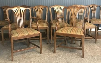 Set of 12 19th C Hepplewhite Style Dining Chairs