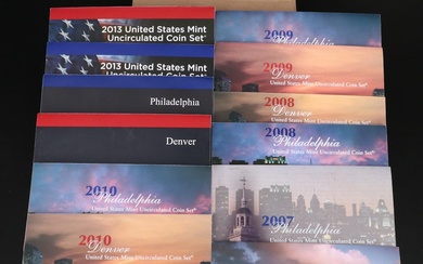 Seven Different U.S. Mint Sets 2007-2013 With Dollars
