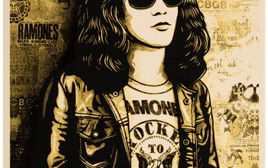Shepard Fairey (1970), Tommy Ramone Collage (Gold) (2016)