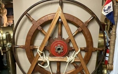 Ship Wheel Circa 1935 on Stand.