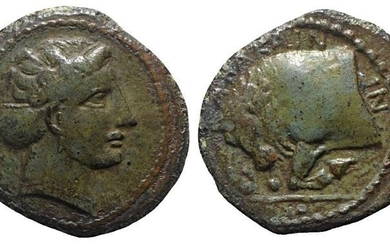 Sicily, Abakainon, c. 339-317 BC. Æ Hemilitron (18mm, 5.88g, 12h)....