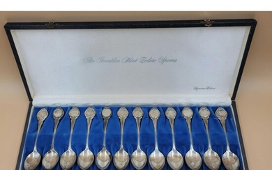 Signature Edition Franklin Mint Zodiac Spoon Set In Box