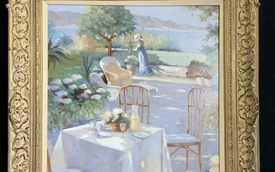 Signed French Impressionist Painting of Garden