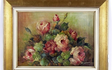 Signed R Laugier, Still life with roses, canvas