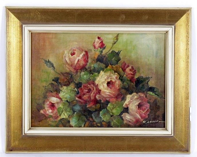 Signed R Laugier, Still life with roses, canvas