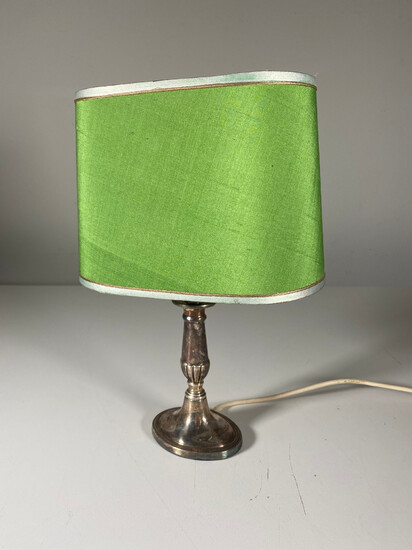 Silver-plated table lamp.