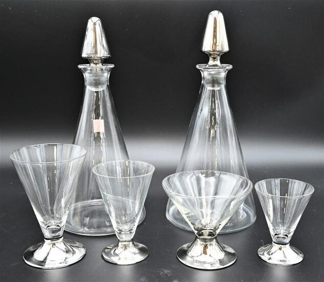 Silvered Glass Stemware and Decanters, to include 20
