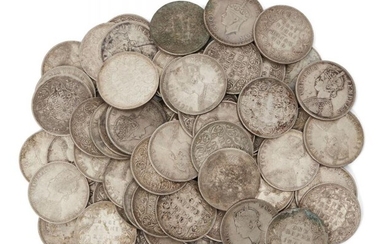 Sixty-eight silver rupees, India, mainly dated to...